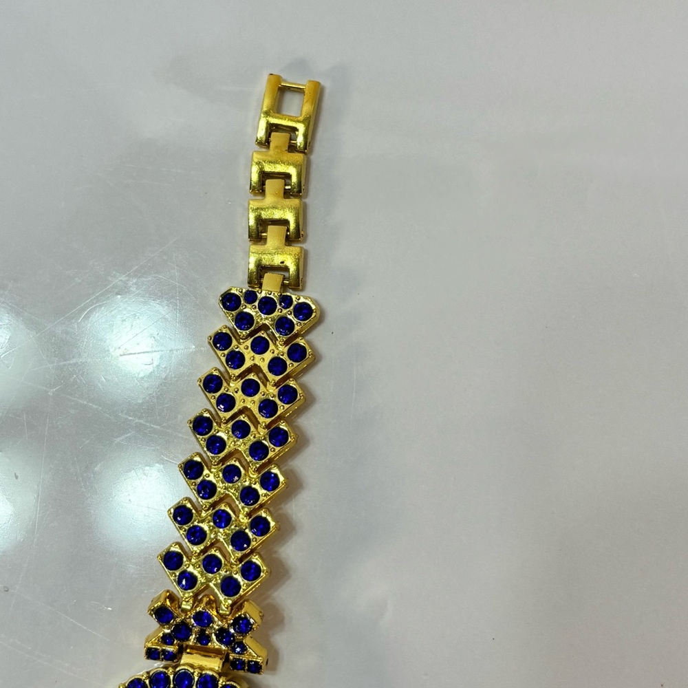 Gold and Blue Jeweled Quartz Watch - Picture 4 of 13